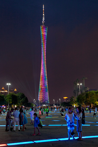 GUANGZHOU, CHINA - February  22, 2024: Night view of the Canton Tower