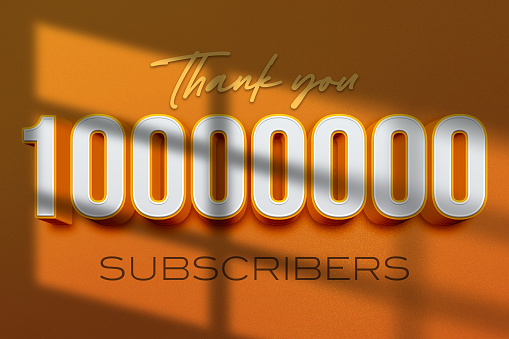10000000 Subscribers Celebration Greeting Banner With 3d Extrude Design ...