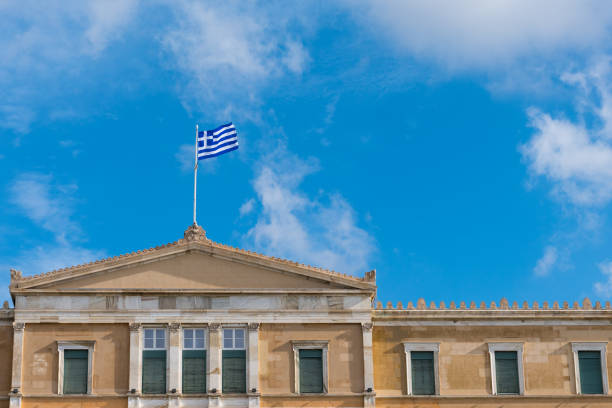 the hellenic parliament in athens greece - eurozone debt crisis imagens e fotografias de stock