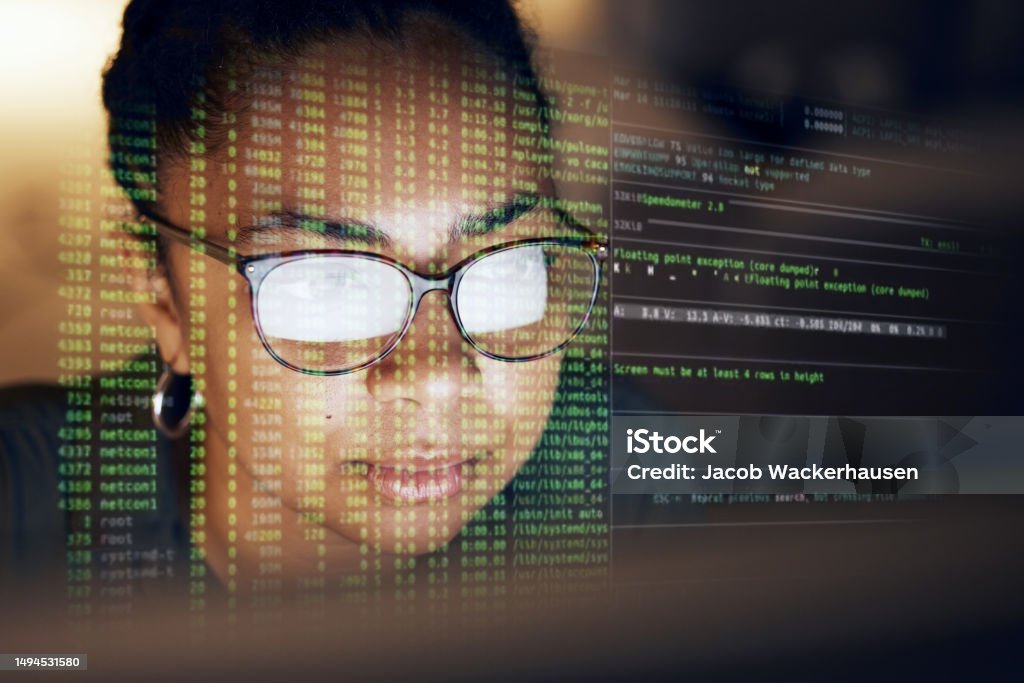 Computer Hologram Script And Woman Programming Software Server Or ...