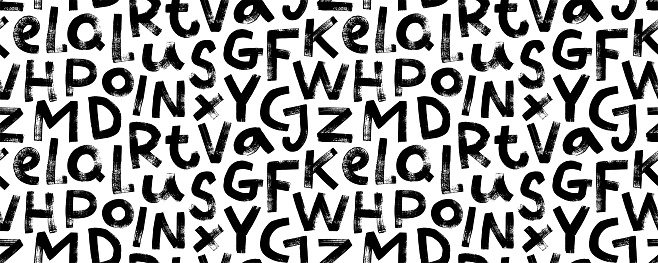 istock Scattered letters alphabet seamless pattern. 1494541206
