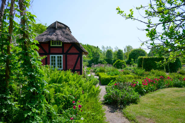 istock Half timbered tea room in old garden 1494545354