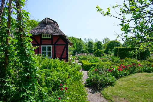 Cozy small half timbered house in the park for enjoying coffee or tea in the afternoon. \