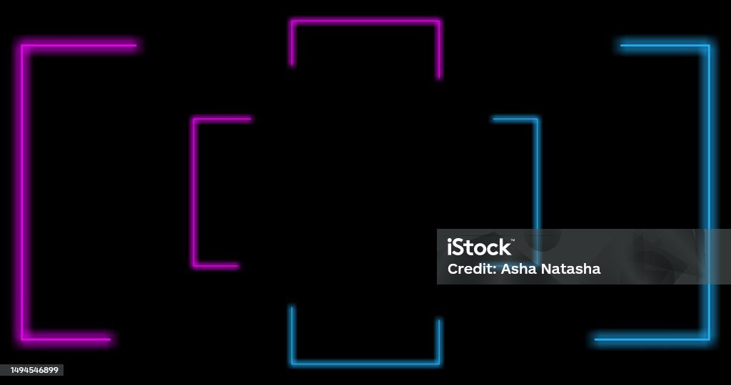 Neon Two Frame With Two Tone Neon Color Motion Graphic On Isolated Black ...