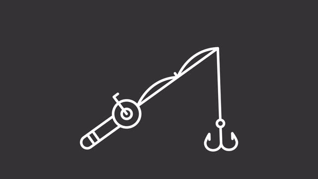 Fishing rod white icon animation