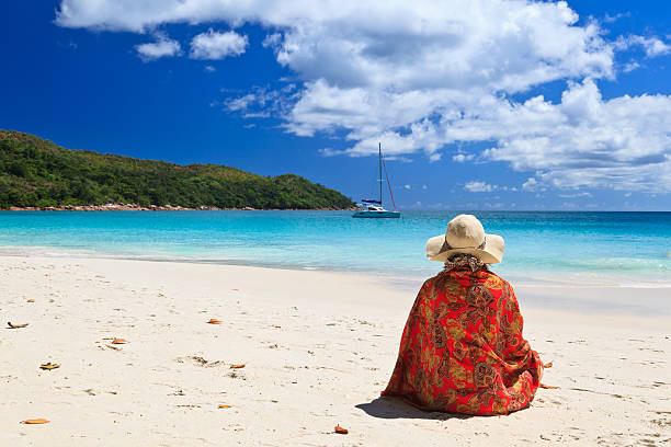 istock Woman on tropical beach 149454842