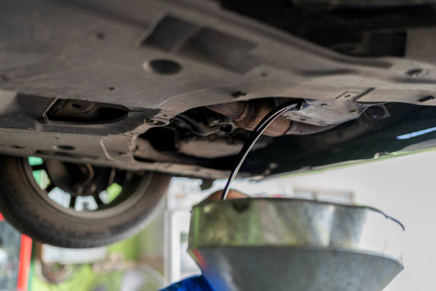 istock An oil change helps keep your engine looking like new. Drain used engine oil from engine crankcase in the waste drum after drive over 10,000 kilometers in the repair shop at garage. 1494550216