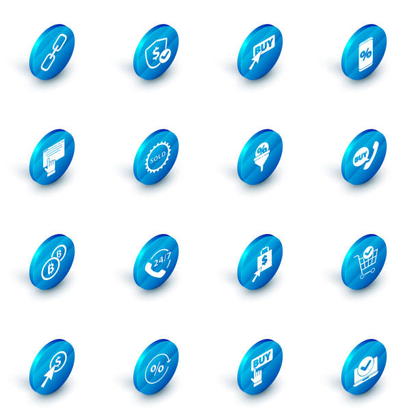 Set Shield with dollar, Buy button, Percent discount and mobile, Online shopping screen, Cryptocurrency coin Bitcoin, Sold label, Phone speech bubble and Lead management icon. Vector Set Shield with dollar Buy button Percent discount and mobile Online shopping screen Cryptocurrency coin Bitcoin Sold label Phone speech bubble and Lead management icon. Vector. priority baggage tag stock illustrations
