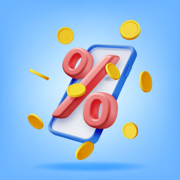 istock 3D Percent Sign Icon with Coins in Smartphone 1494550831