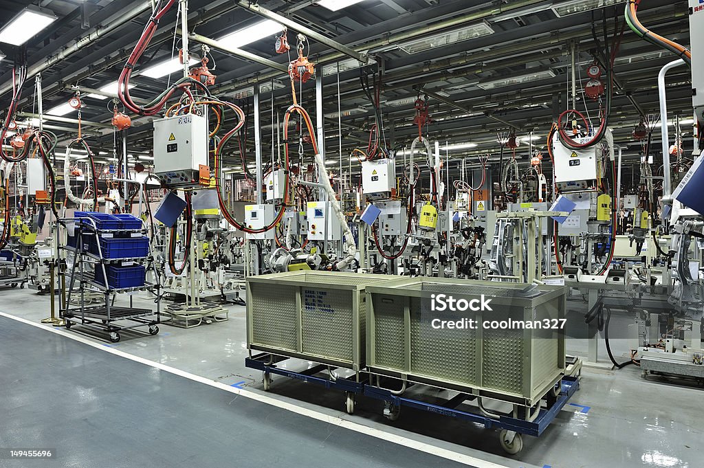 Welding workshop This is a welding workshop in a automobile manufacturing plant. Car Plant Stock Photo