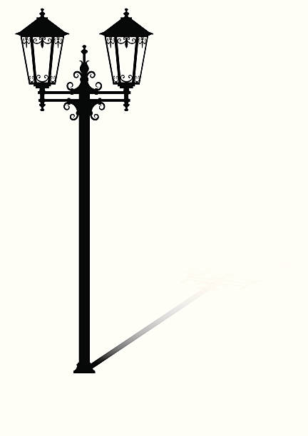 улица фонарь из кованной металла - silhouette street light vector illustration and painting stock illustrations