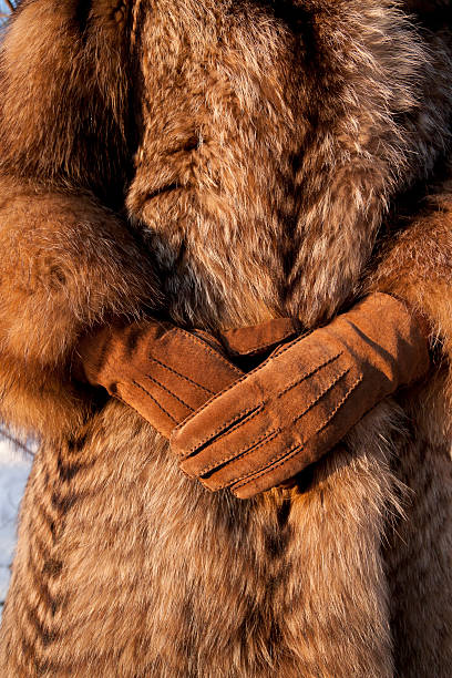 istock Wearing fur coat and gloves in cold winter 149455833