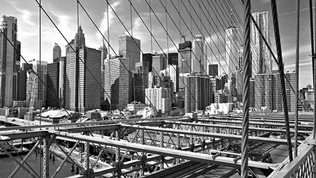 Manhattan Financial District. Brooklyn Bridge.