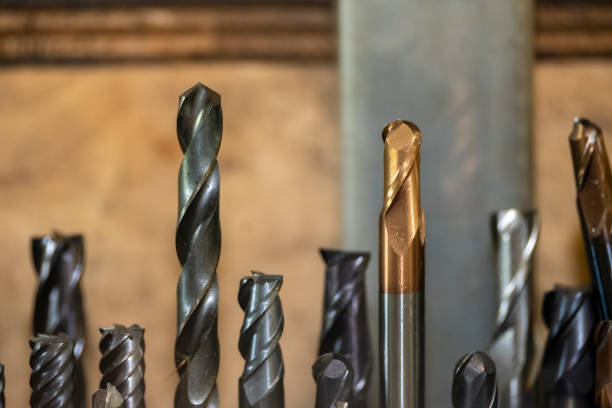 istock Close-up scene group of the used coating solid end mill.. 1494562538