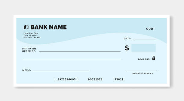 ilustrações de stock, clip art, desenhos animados e ícones de blank template of the bank check isolated. - checked