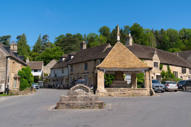 Main square Castle Combe village Wiltshire near Chippenham England UK