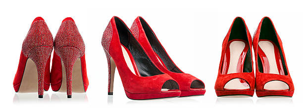 istock Red dress shoes (rear, side and front views) over white 149456899