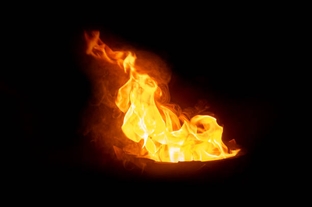 pile of flames on a black background