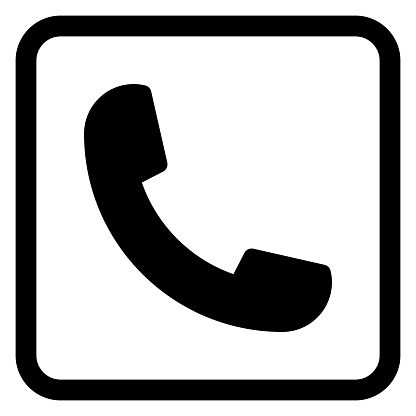 Telephone handset simple square icon (black)
