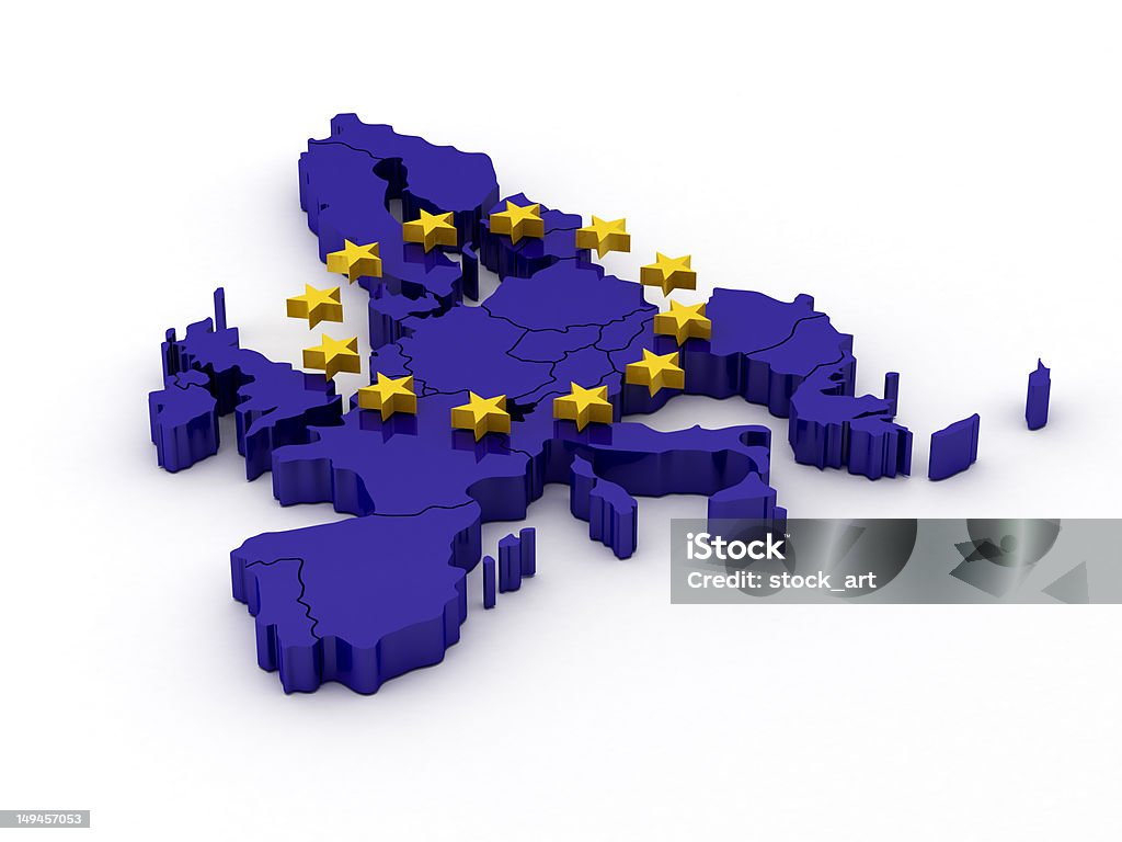 European Union Map 3D European Union Map isolated on white background Blue Stock Photo