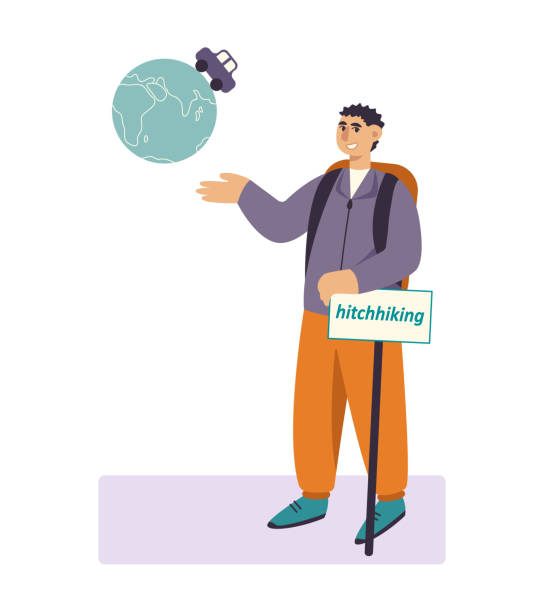 istock Male standing near plate with inscription hitchhiking, planning to visit sightseeing 1494571243