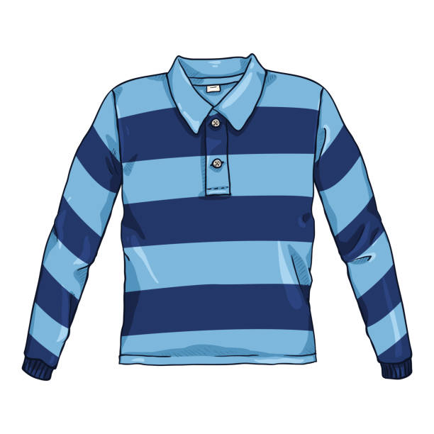 istock Vector Single Cartoon Color Illustration - Blue Striped Rugby Shirt 1494582821