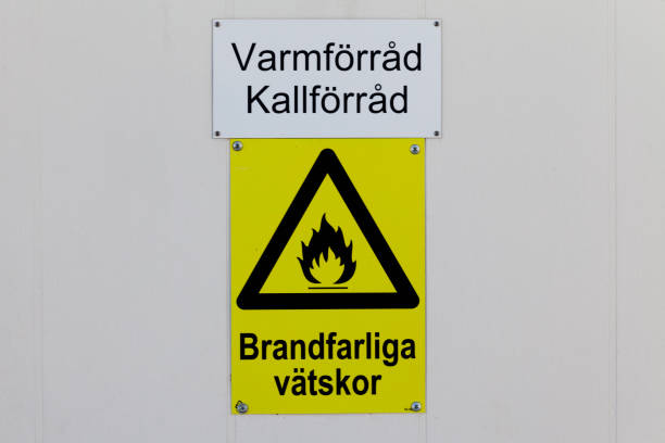 istock sign with the text - hot and cold storage, flammable liquids 1494582959