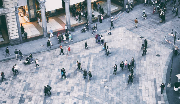 istock Aerial View of People Crossing. 1494585005
