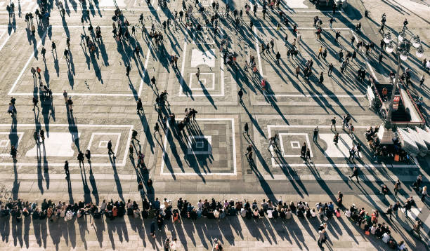 istock Aerial View of People Crossing. 1494585591