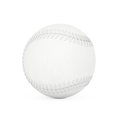 White Baseball Ball in Clay Style on a white background. 3d Rendering