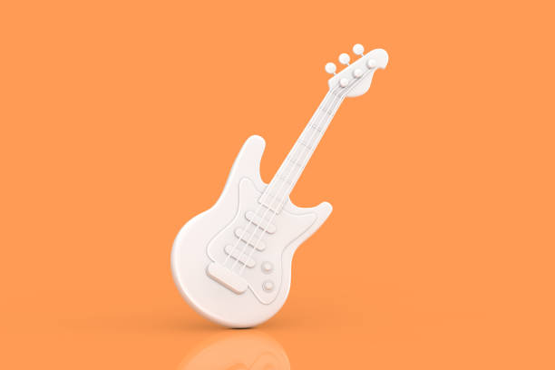 istock Duotone Abstract Cartoon White Electric Guitar Web Icon Sign. 3d Rendering 1494588077