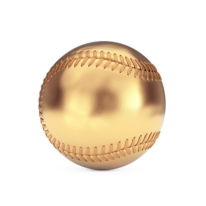 Golden Baseball Ball on a white background. 3d Rendering