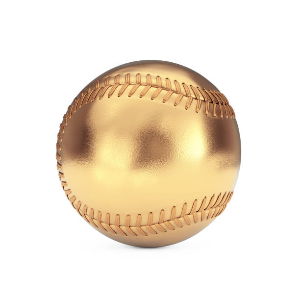 Golden Baseball Ball. 3d Rendering stock photo