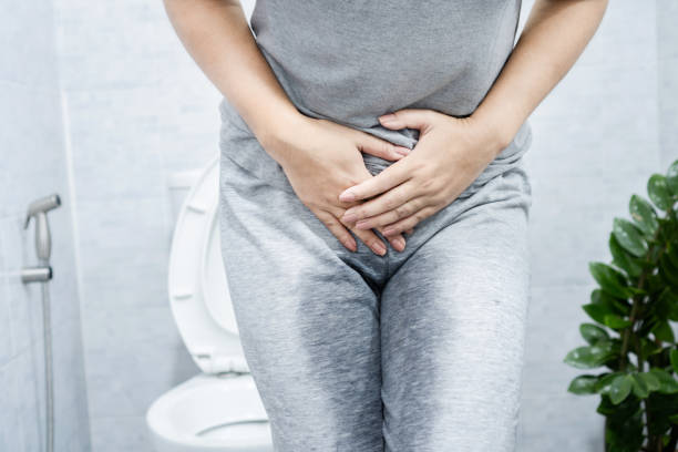istock Stress Urinary Incontinence, SUI with a woman can't hold urine, has problems with bladder control with wet pants 1494588316