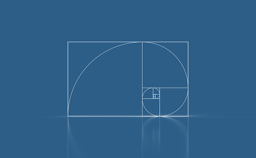 curve illustrating the Fibonacci sequence and the golden ratio - 3D rendering