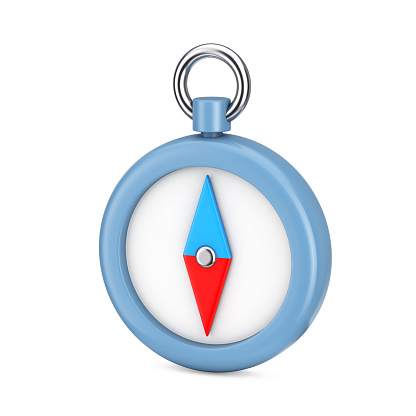 Abstract Cartoon Compass Web Icon Sign on a white background. 3d Rendering