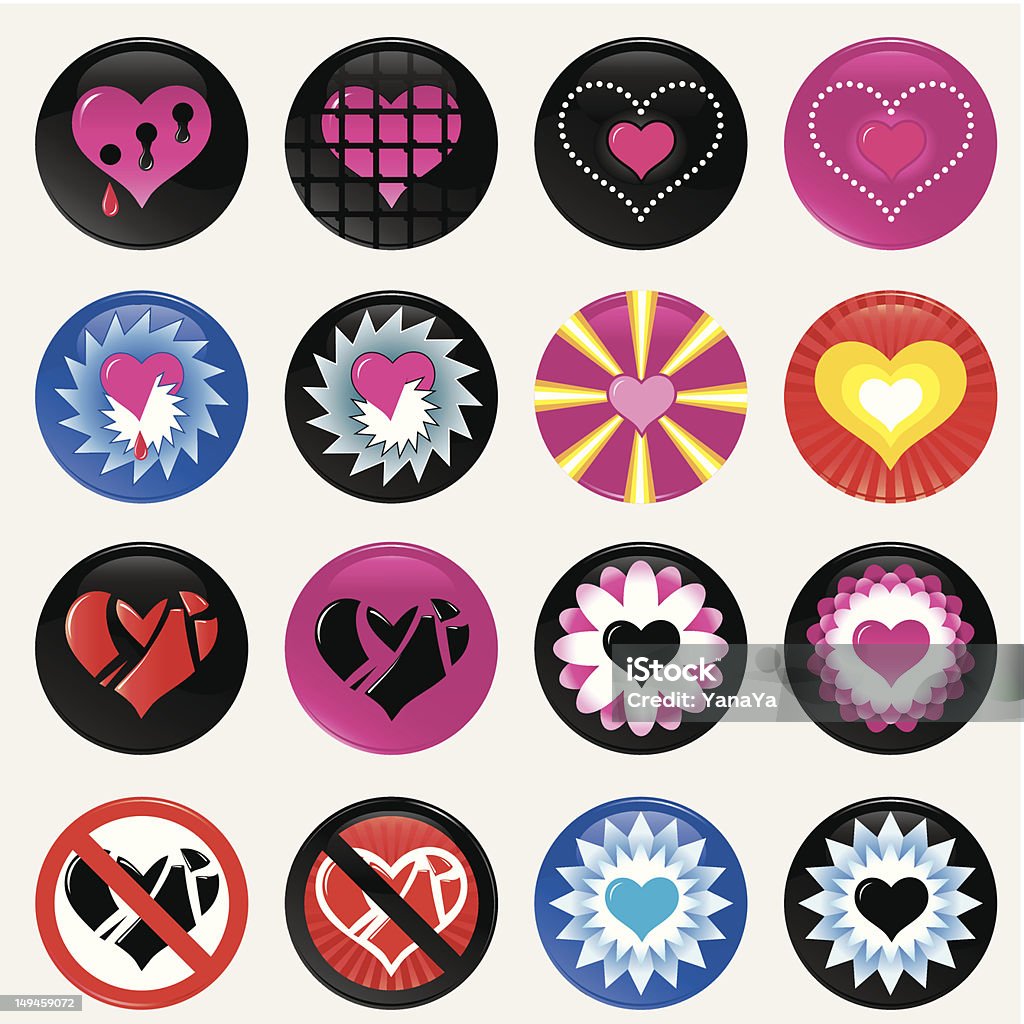 Conjunto de iconos de corazones love - arte vectorial de Admiración libre de derechos