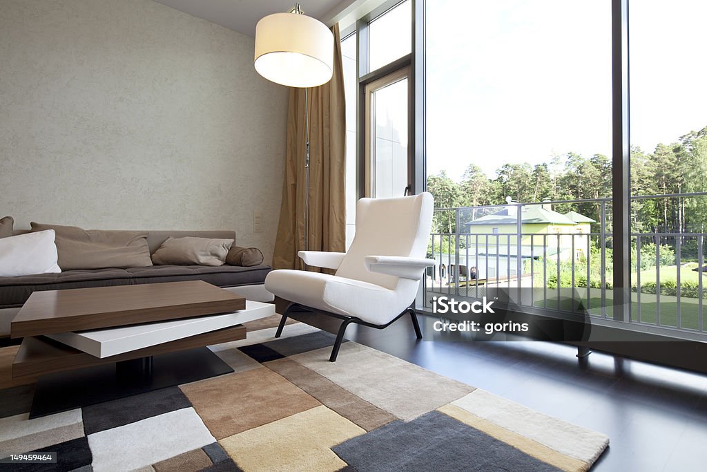 Living rom with a view Designer living room with beautiful view Apartment Stock Photo