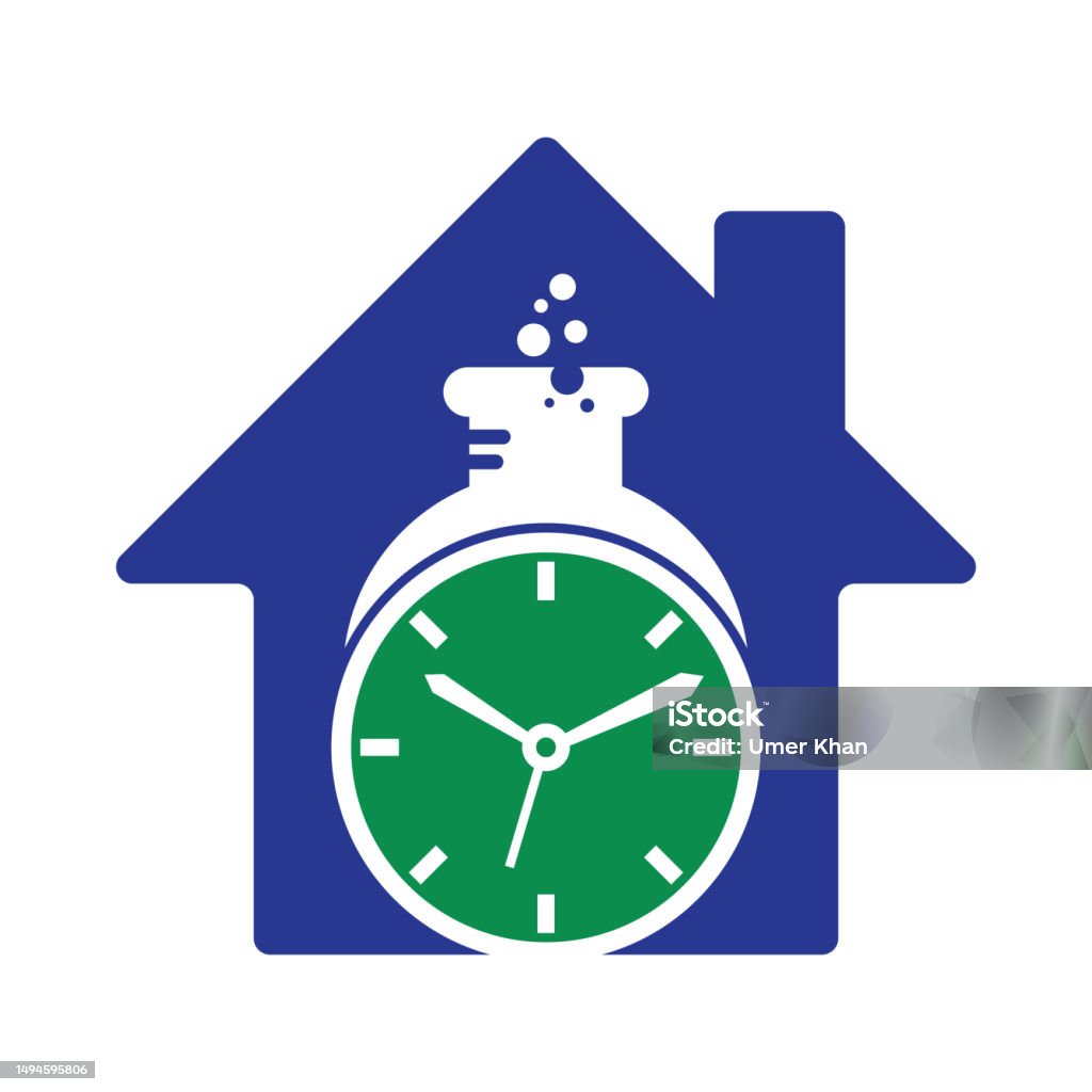 Lab Time. Sign Time Lab Home Shape Concept Logo Vector Design Stock Illustration ...