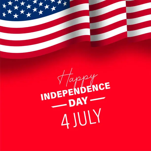 Vector illustration of 4th of July greeting card template. USA Independence Day celebration with American flag