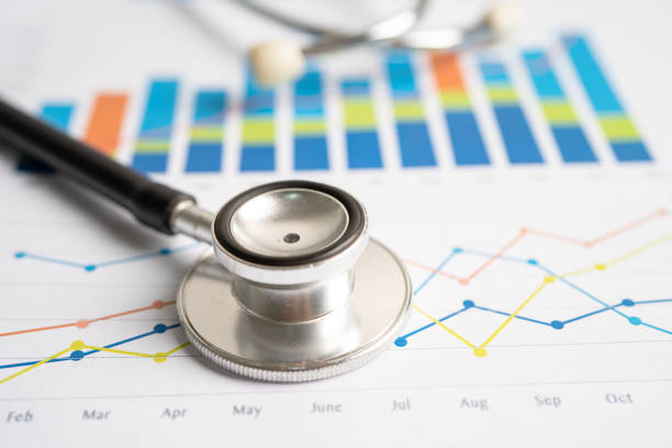 istock Stethoscope on graph paper, Finance, Account, Statistics, Investment, Analytic research data economy and Business company concept. 1494603332
