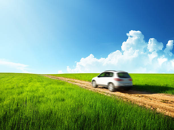 ground road and blurred car