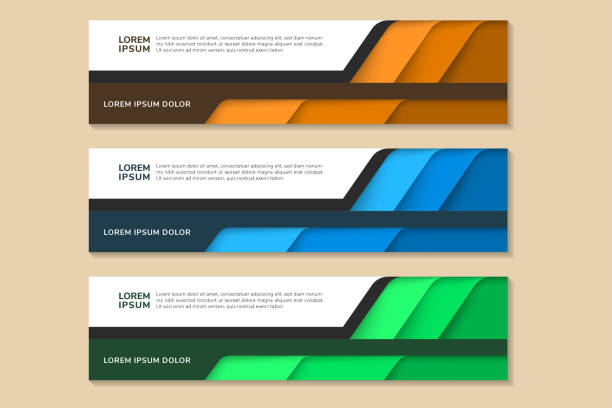 collection of vector abstract banner design white web template. banners with diagonal elements collection of Vector abstract banner design white web template. banners with diagonal elements. Universal design for advertising business, travel, food and other. space for text header footer template stock illustrations