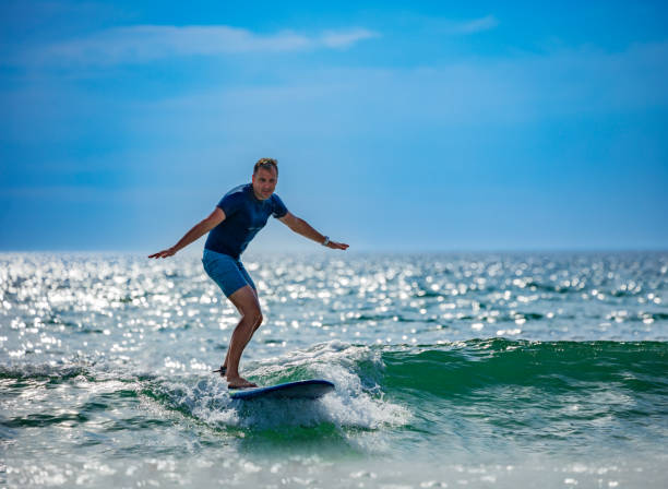 istock Man learns surf on the surfboard getting used to stand 1494613527
