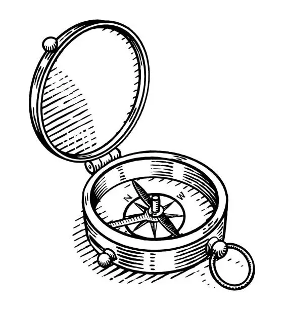Vector illustration of Vector drawing of a compass