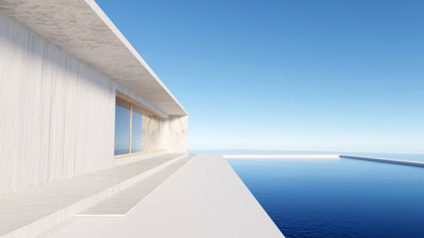 istock 3d render surreal white minimal architecture background with geometric shapes, abstract fantastic design , landmark futuristic panoramic, futuristic scene with copy space, blue sky and cloudy. 1494616464