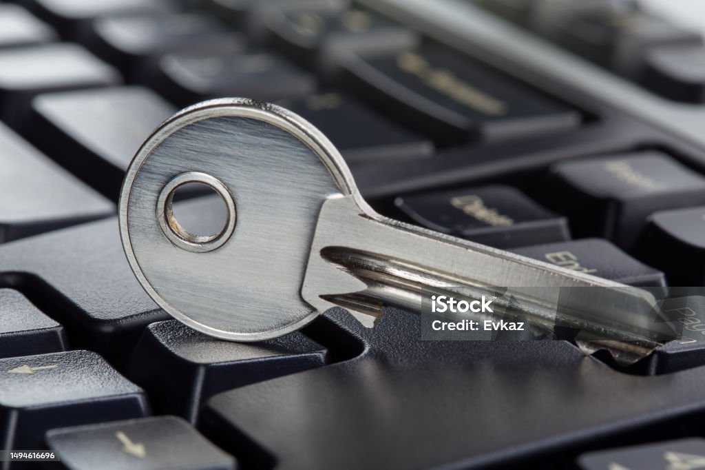 Hacking Keys Phishing Hacking Personal Data And Money Key And Hook On Computer ...