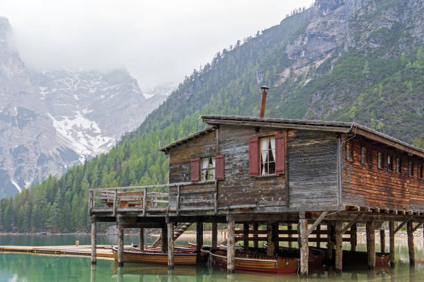 istock Boathouse at Pragser Wildsee, South Tyrol 1494618142