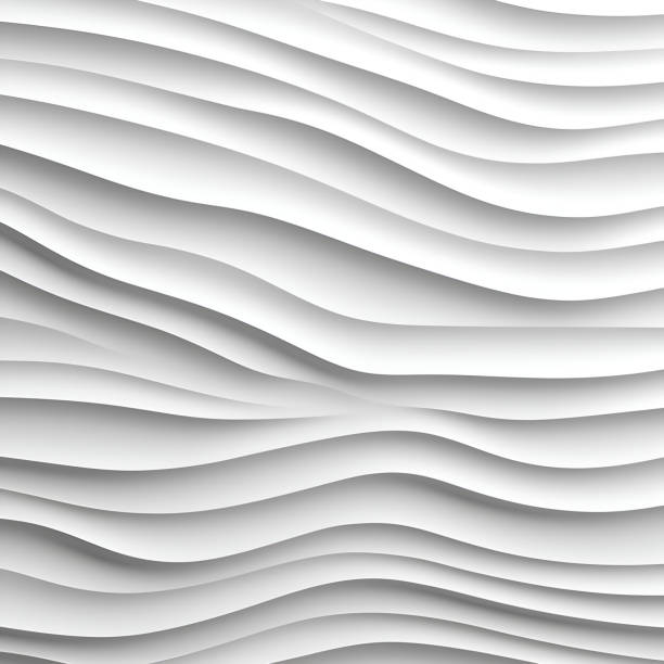 istock Abstract background of wavy wave lines with shadows in white and light gray color. 3D render. 1494621014