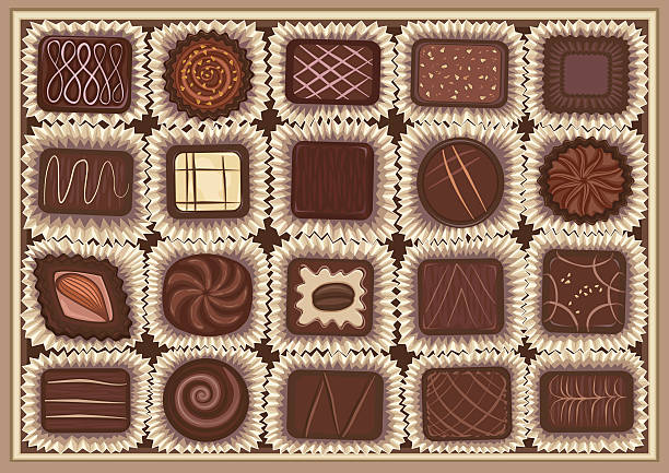 ilustrações de stock, clip art, desenhos animados e ícones de variedade de chocolate - stuffed